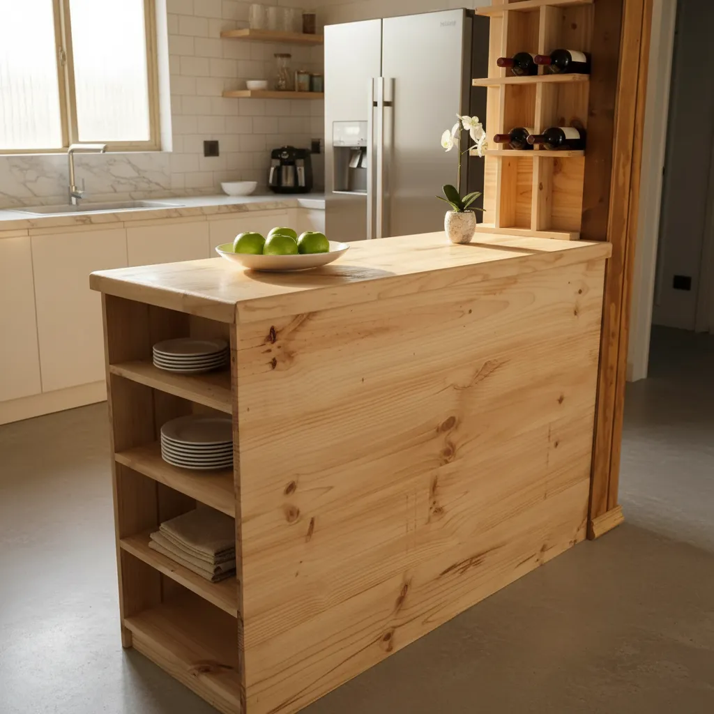 ISLA DE COCINA MANSUN EN MADERA MACIZA REPISA RAZONES, COPAS - 2