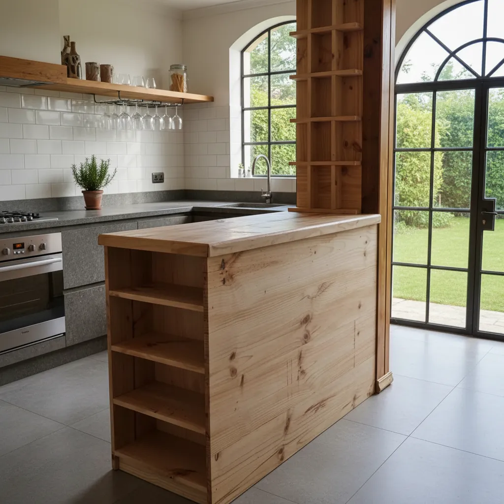 ISLA DE COCINA MANSUN EN MADERA MACIZA REPISA RAZONES, COPAS - 4