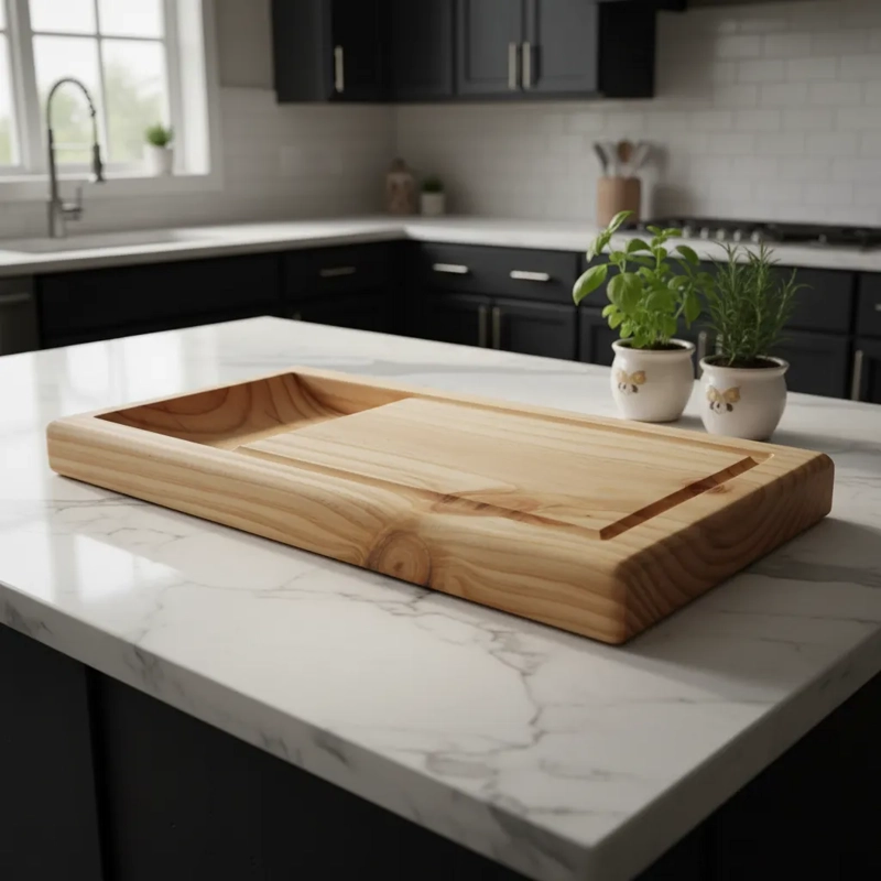 TABLA MADERA PARA PICAR MULTIUSOS CON RECIPIENTE - 1