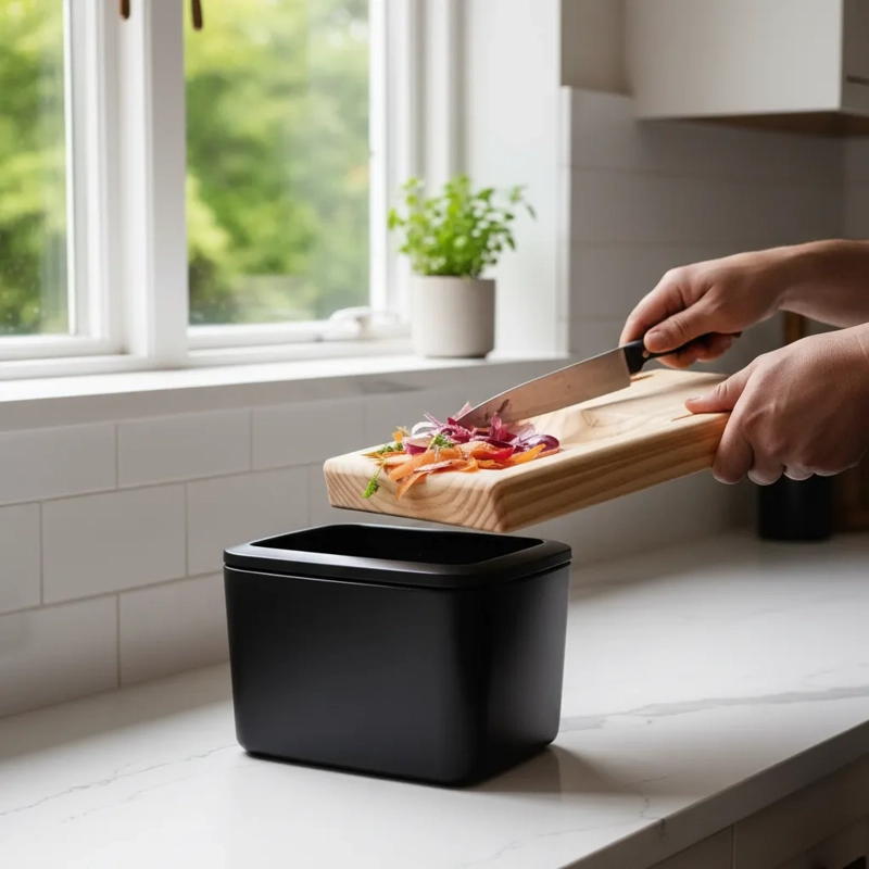 TABLA MADERA PARA PICAR MULTIUSOS CON RECIPIENTE - 4
