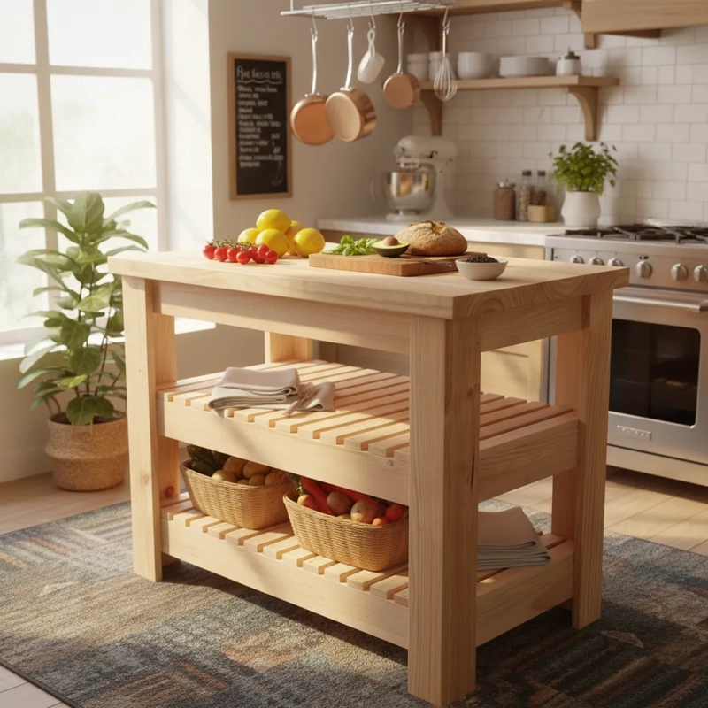 MESA AUXILIAR DE COCINA MODELO KAPURA MADERA 120X60X80 - 2