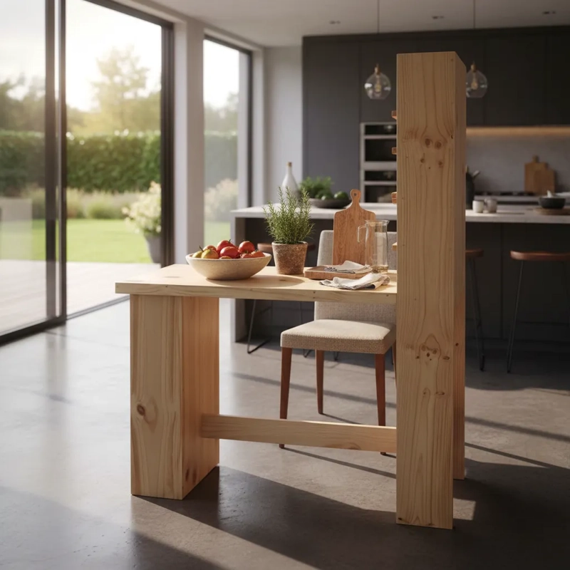 MESON DE MADERA KAWELL CON DOBLE REPISA PARA COCINA - 3