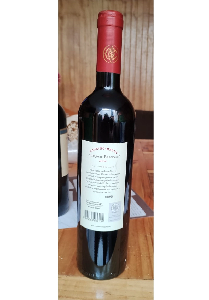 VINO DE 11 AÑOS COUSIÑO MACUL RESERVA MERLOT 2015 750 ML - 3