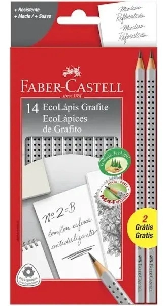LAPIZ NEGRO FABER CASTELL ECO GRIP 2001 2B KIT C/ 14 UNID - 2