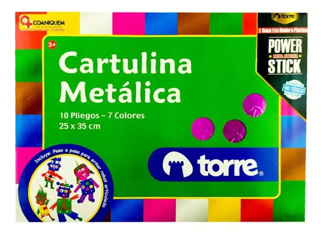 2 SOBRES CARTULINA METALICA TORRE 10 PLIEGOS - 7 COLORES - 1