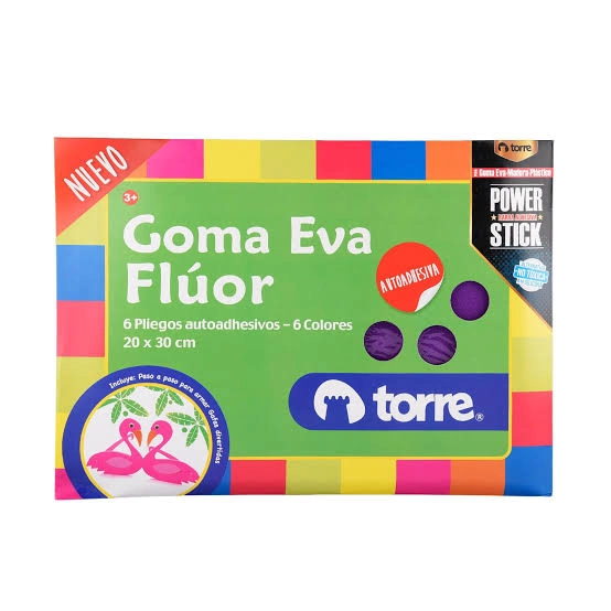 6 PLIEGOS GOMA EVA FLUOR TORRE - 1