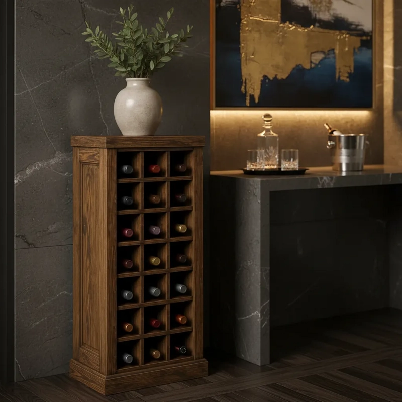 CAVA MADERA VERTICAL 21 BOTELLAS MODELO PULKU COLOR NOGAL - 1