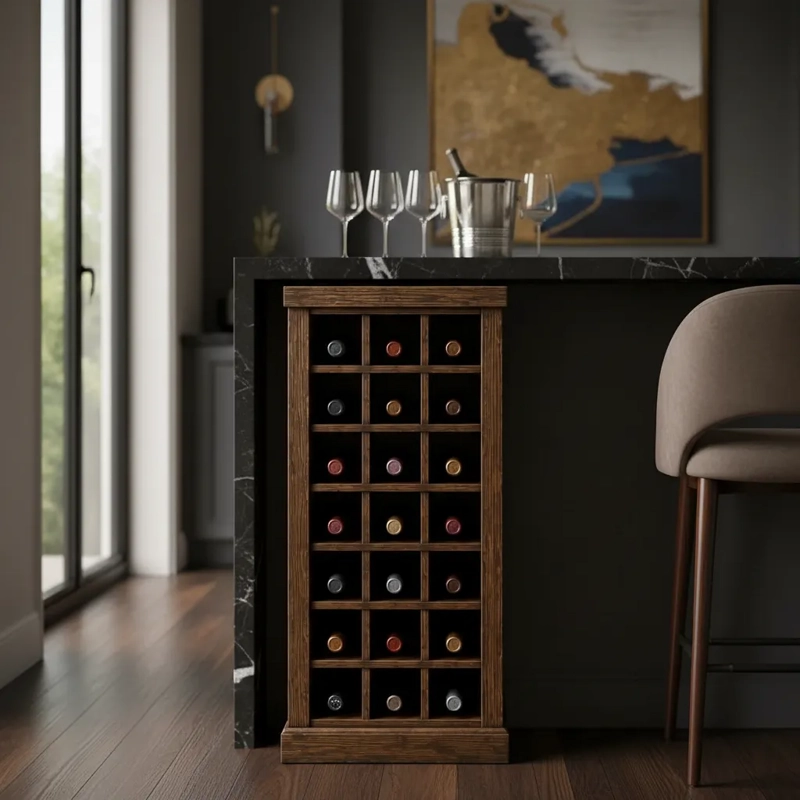 CAVA MADERA VERTICAL 21 BOTELLAS MODELO PULKU COLOR NOGAL - 3