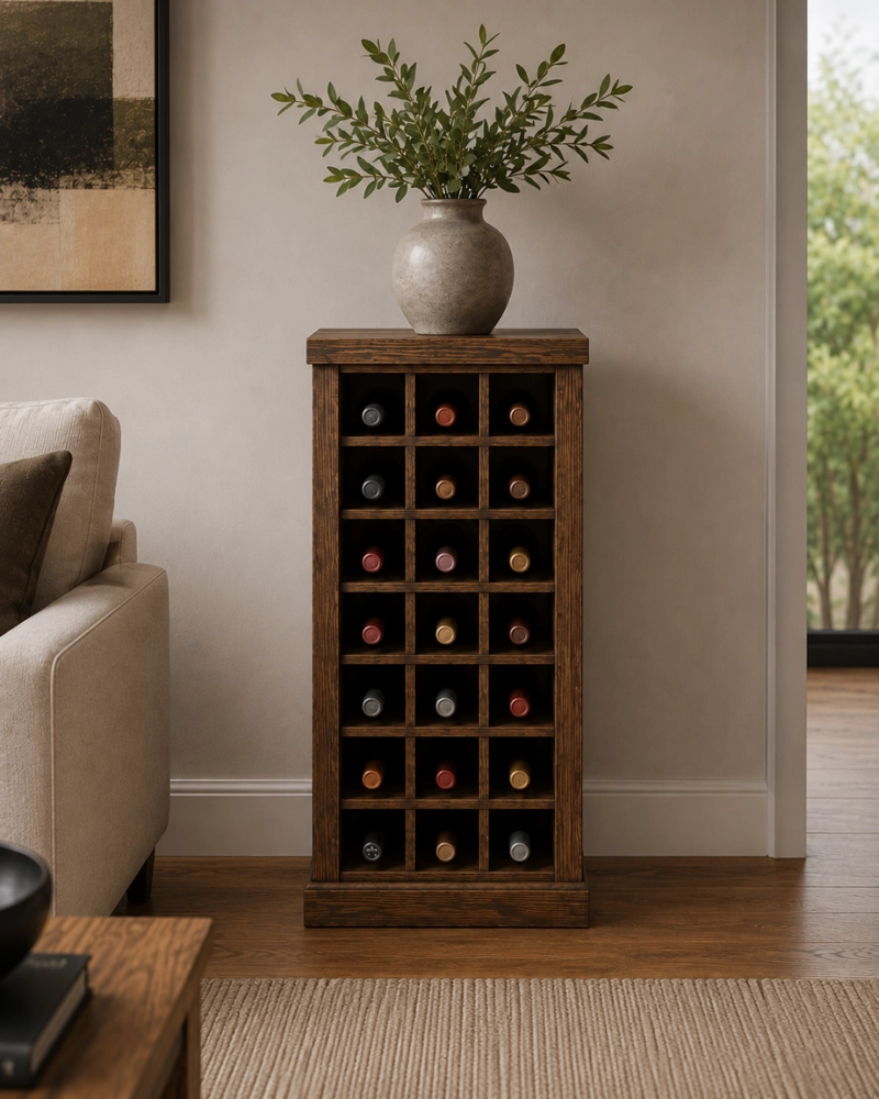 CAVA MADERA VERTICAL 21 BOTELLAS MODELO PULKU COLOR NOGAL - 4
