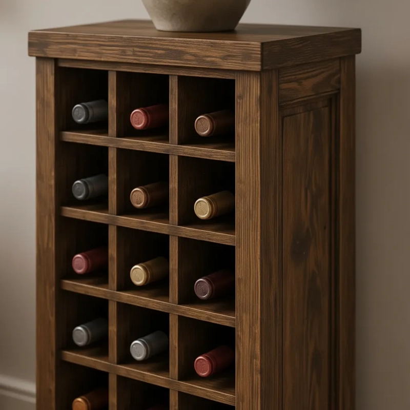 CAVA MADERA VERTICAL 21 BOTELLAS MODELO PULKU COLOR NOGAL - 5