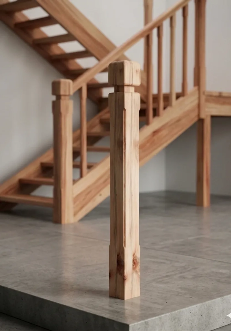 2 UNIDADES PILAR MADERA NATIVA RAULI PARA BARANDA ESCALERA - 1