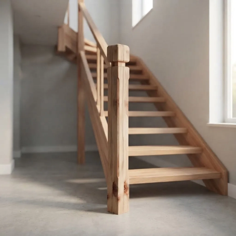 2 UNIDADES PILAR MADERA NATIVA RAULI PARA BARANDA ESCALERA - 3