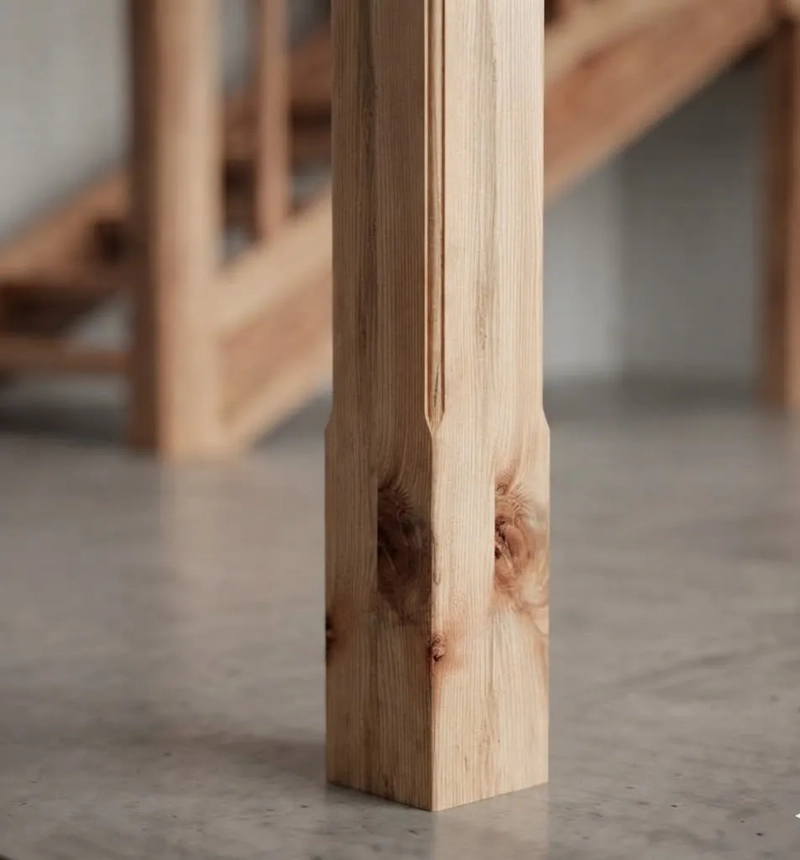2 UNIDADES PILAR MADERA NATIVA RAULI PARA BARANDA ESCALERA - 4