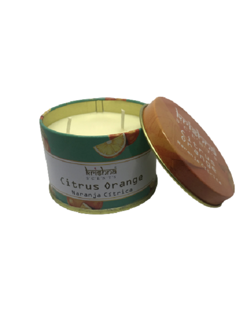 VELA AROMATICA NARANJA CITRICA DOBLE MECHA KRISHNA - 2
