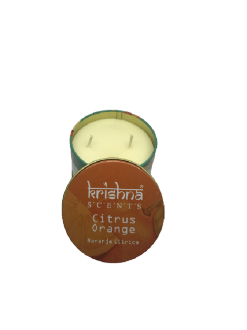 VELA AROMATICA NARANJA CITRICA DOBLE MECHA KRISHNA - 3