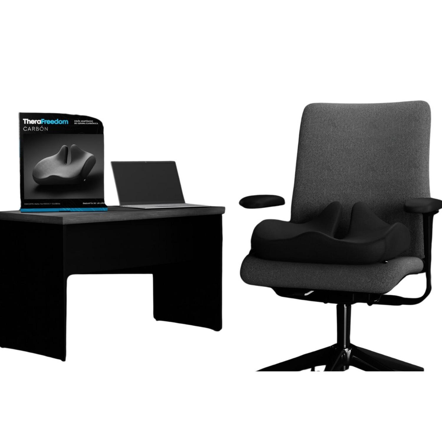 COJÍN LUMBAR THERAMART TM390 POSTURAL ERGONÓMICO THERAFREEDOM CON CARBÓN MARCA - 4