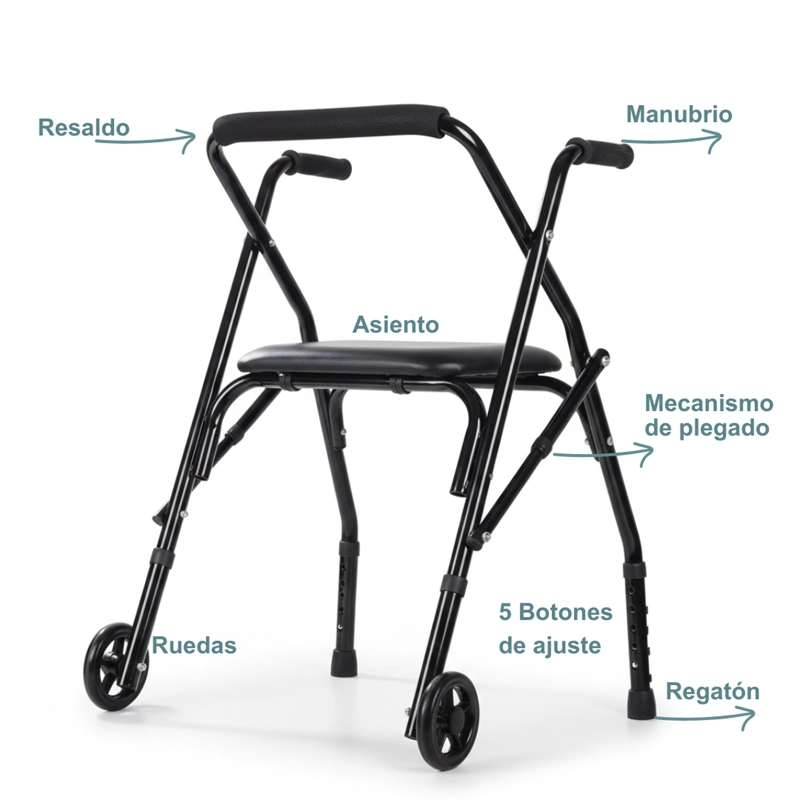 ANDADOR, BURRITO CON ASIENTO Y 2 RUEDAS PLEGABLE - 5
