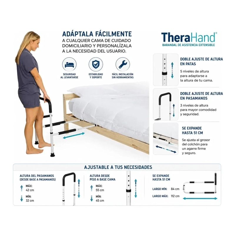 BARANDA DE SEGURIDAD PORTATIL PARA CAMA THERAHAND - 4