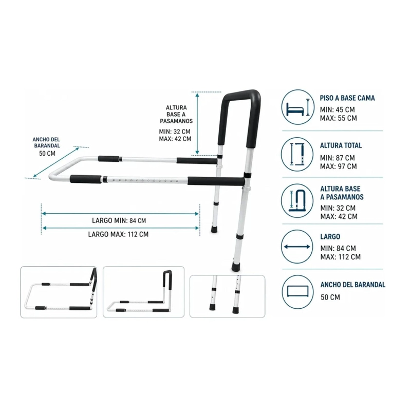 BARANDA DE SEGURIDAD PORTATIL PARA CAMA THERAHAND - 5