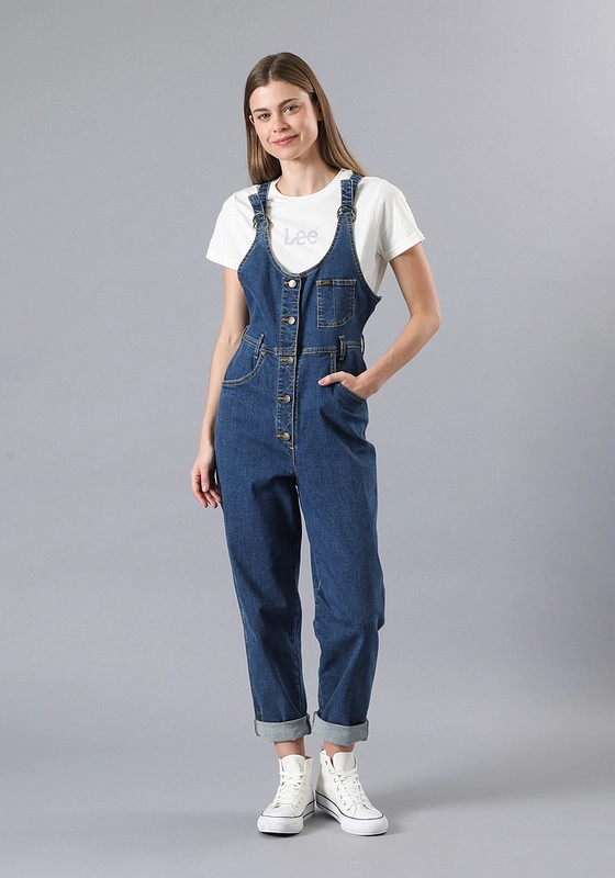 JARDINERA RELAXED FIT MOM BIB AZUL MEDIO - 2
