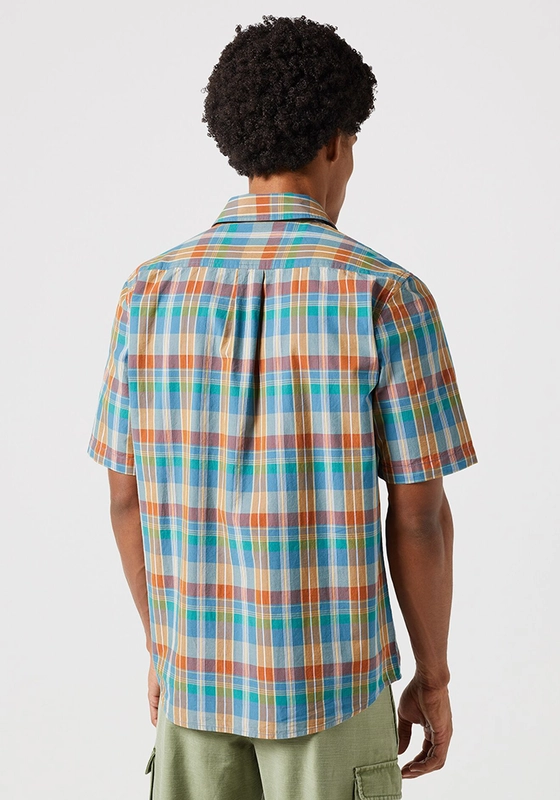CAMISA REGULAR FIT 1 POCKET PLAID SS CELESTE - 2