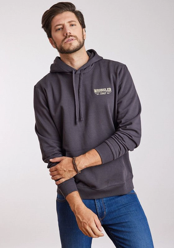 POLERON HOMBRE REGULAR FIT HOODIE FADED BLACK - 1