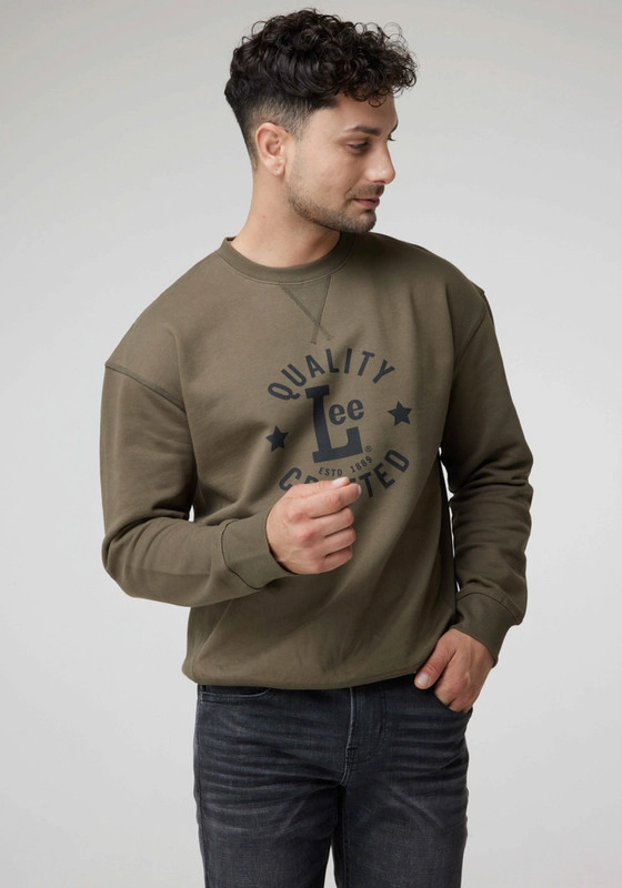 POLERON HOMBRE  LS CREW SWS PRINT MILITAR GREEN - 1