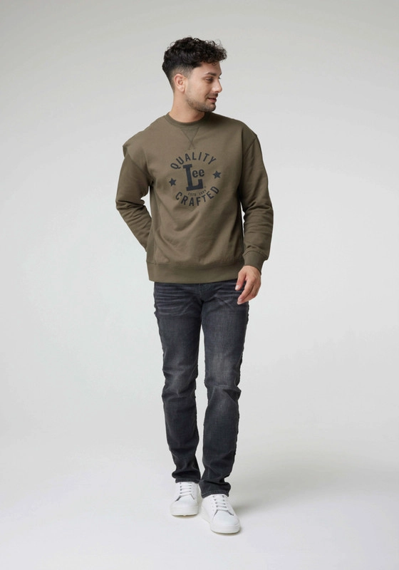 POLERON HOMBRE  LS CREW SWS PRINT MILITAR GREEN - 4