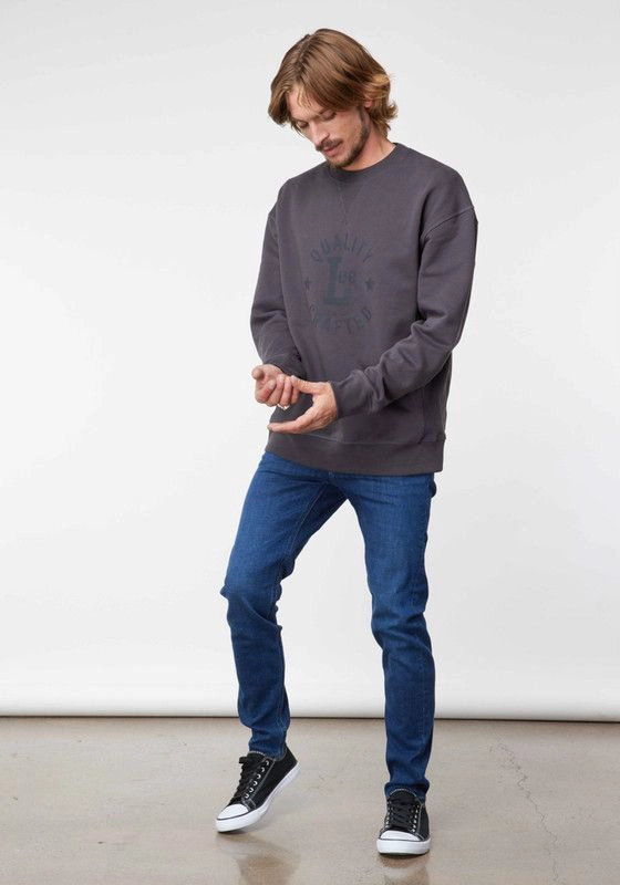 POLERON HOMBRE  LS CREW SWS PRINT FADE BLACK - 4
