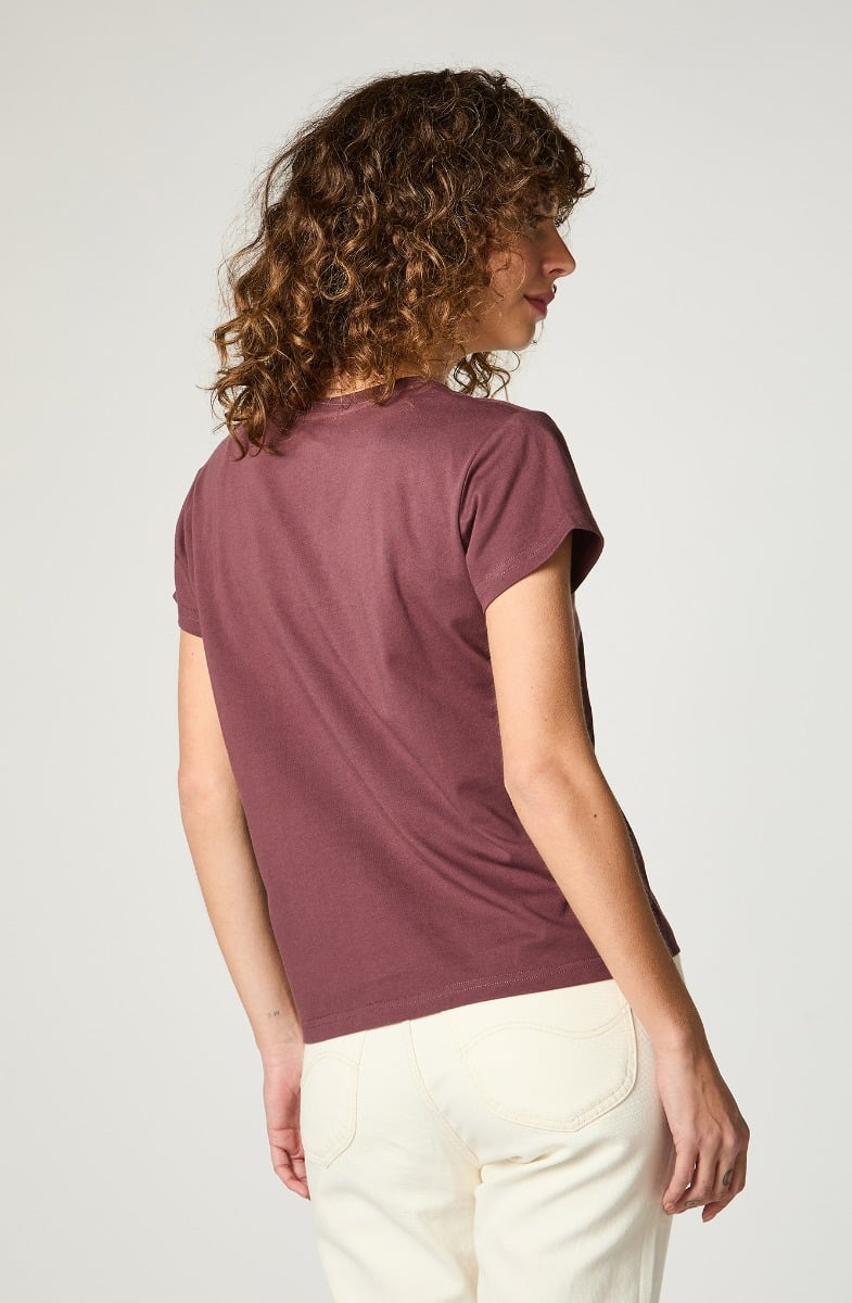 POLERA MUJER RELAXED V NECK BURGUNDY - 2