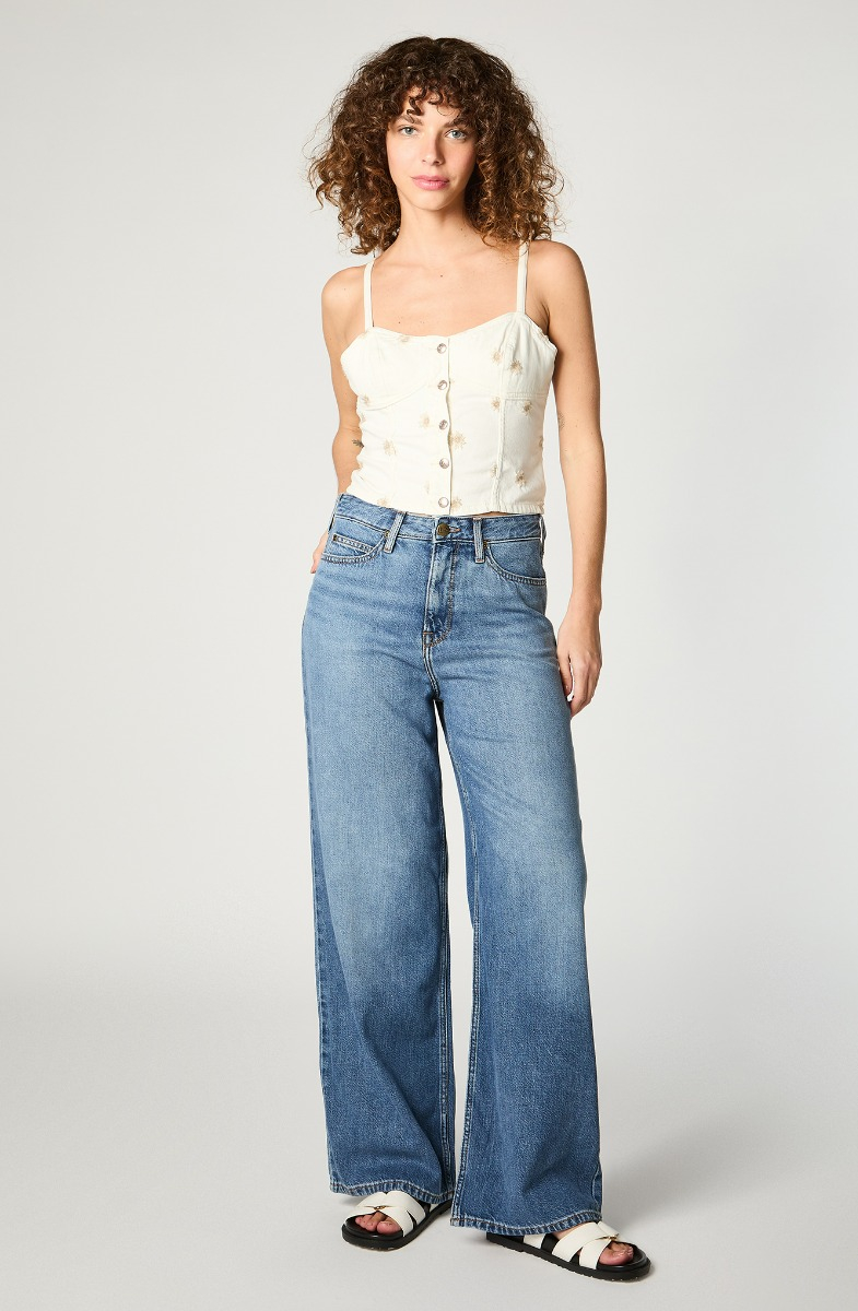 POLERA MUJER EMBROIDERY TOP ECRU - 5