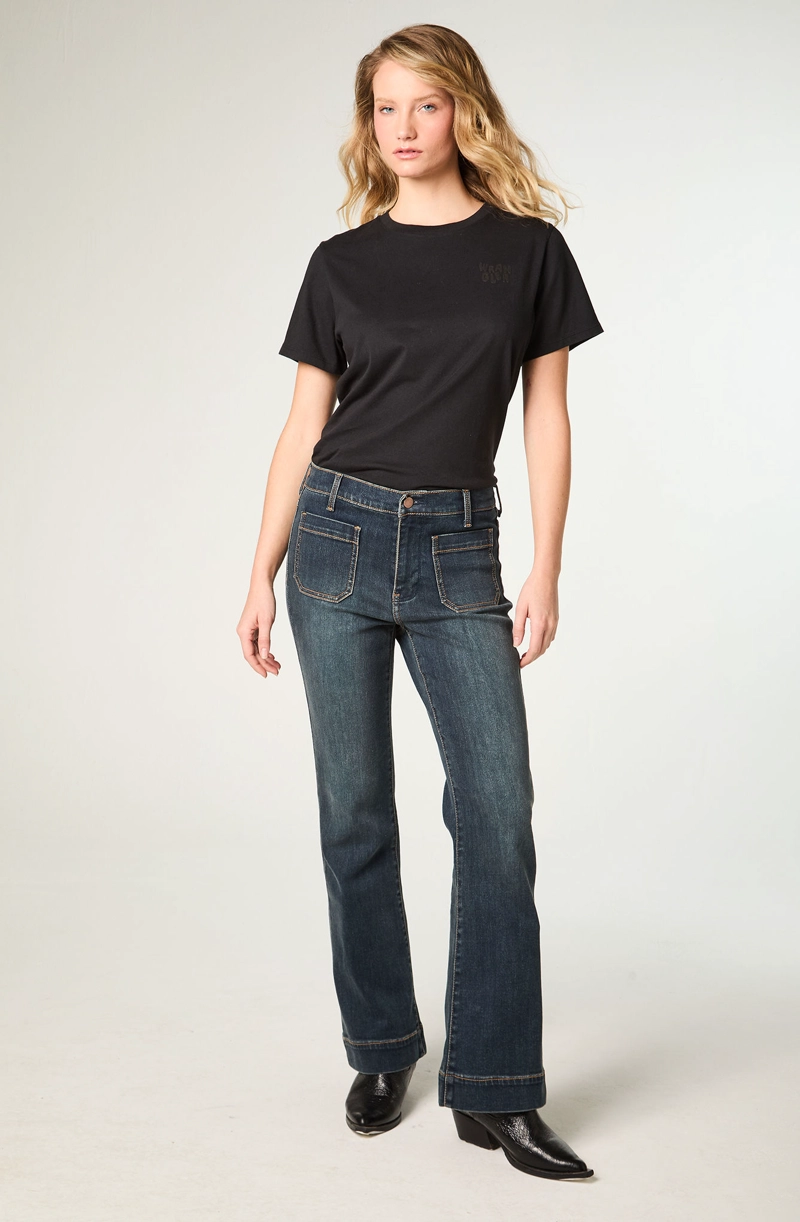 JEANS MUJER RETRO BOOT CUT MID RISE AZUL OSCURO - 2