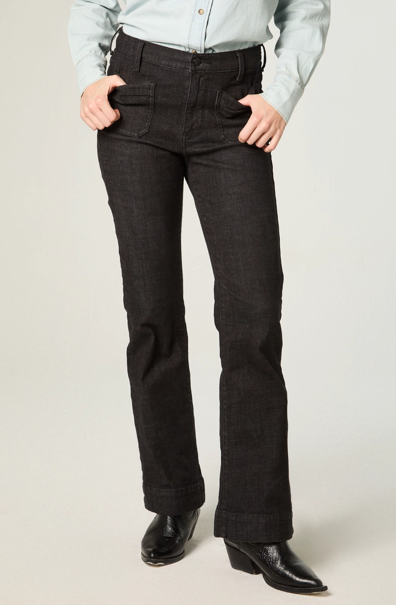 JEANS MUJER RETRO BOOT CUT MID RISE NEGRO - 1