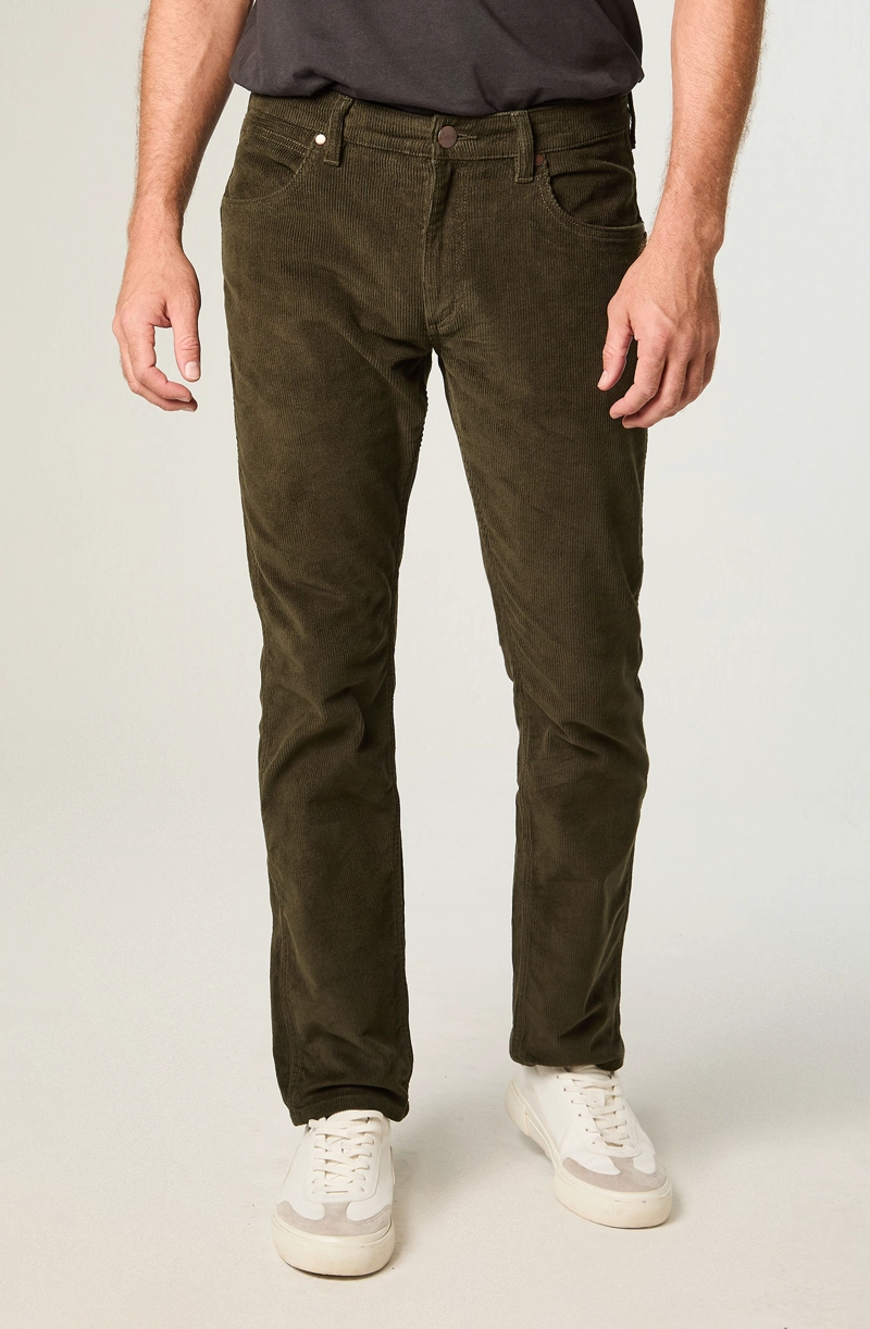PANTALON HOMBRE GREENSBORO COTELE STRAIGHT TIRO MEDIO VERDE MILITAR - 1