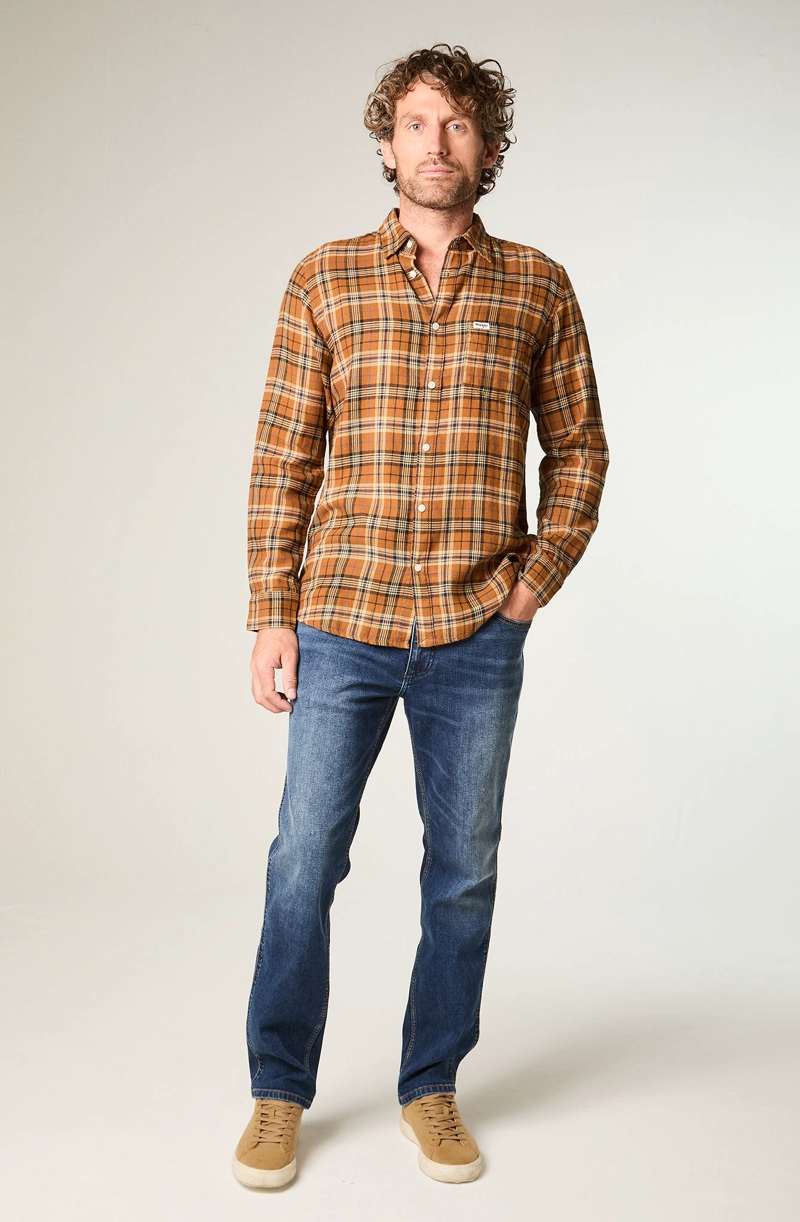 CAMISA HOMBRE 1 POCKET FLANNEL REGULAR FIT CAFE - 2