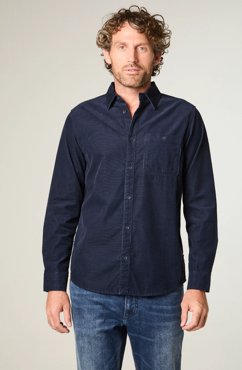 CAMISA HOMBRE 1 POCKET CORDUROY REGULAR FIT AZUL - 1