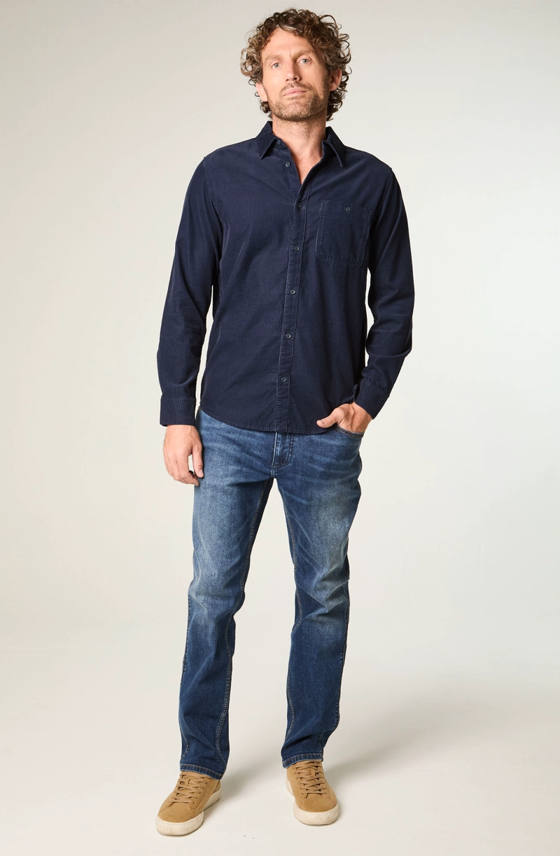 CAMISA HOMBRE 1 POCKET CORDUROY REGULAR FIT AZUL - 2