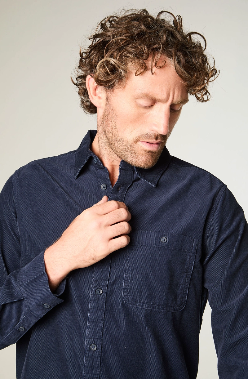 CAMISA HOMBRE 1 POCKET CORDUROY REGULAR FIT AZUL - 3