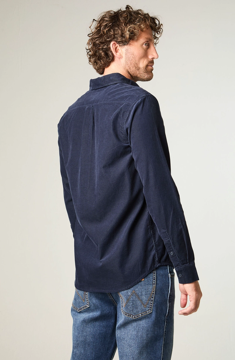 CAMISA HOMBRE 1 POCKET CORDUROY REGULAR FIT AZUL - 4