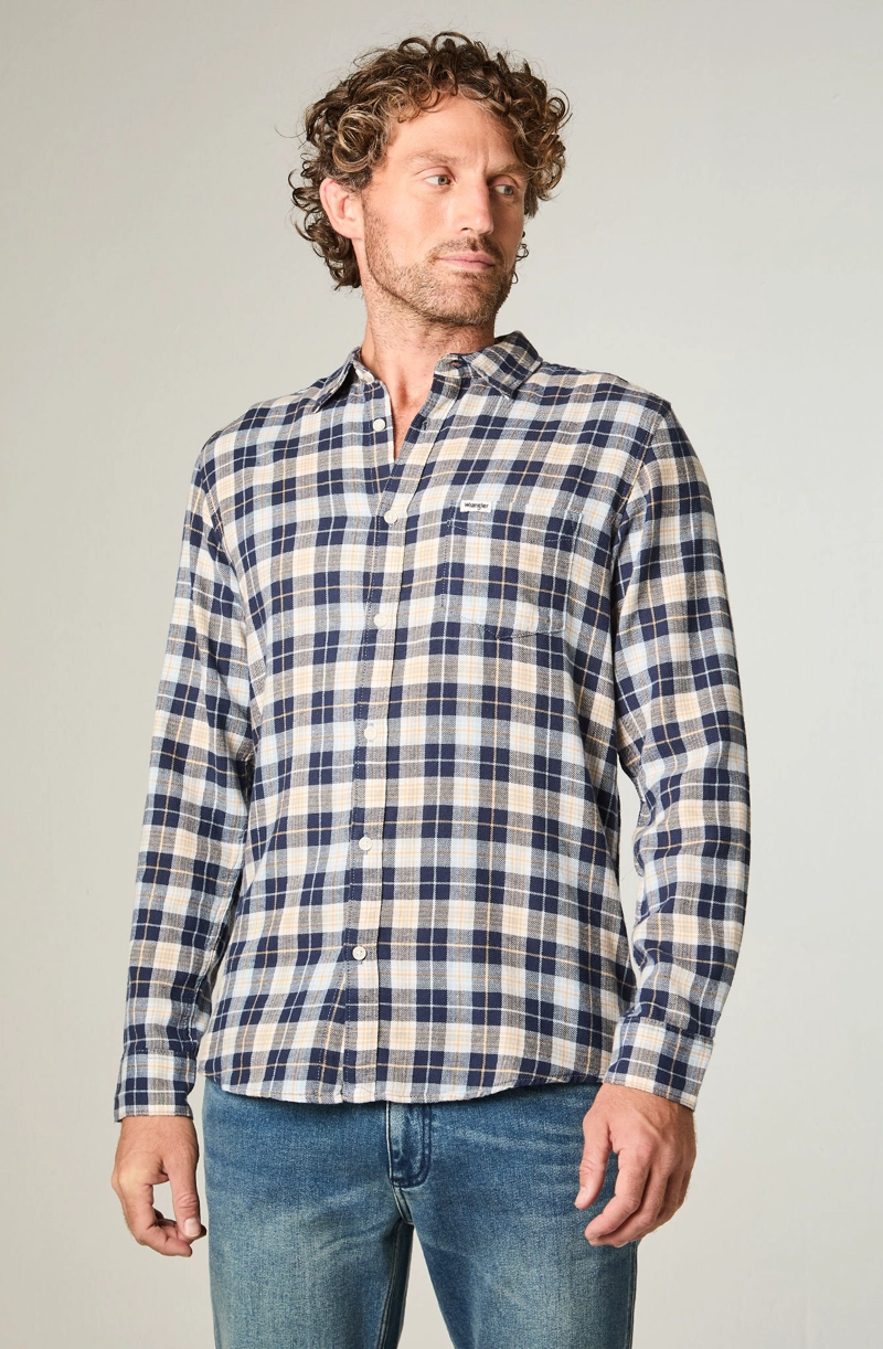 CAMISA HOMBRE 1 POCKET FLANNEL REGULAR FIT AZUL - 1