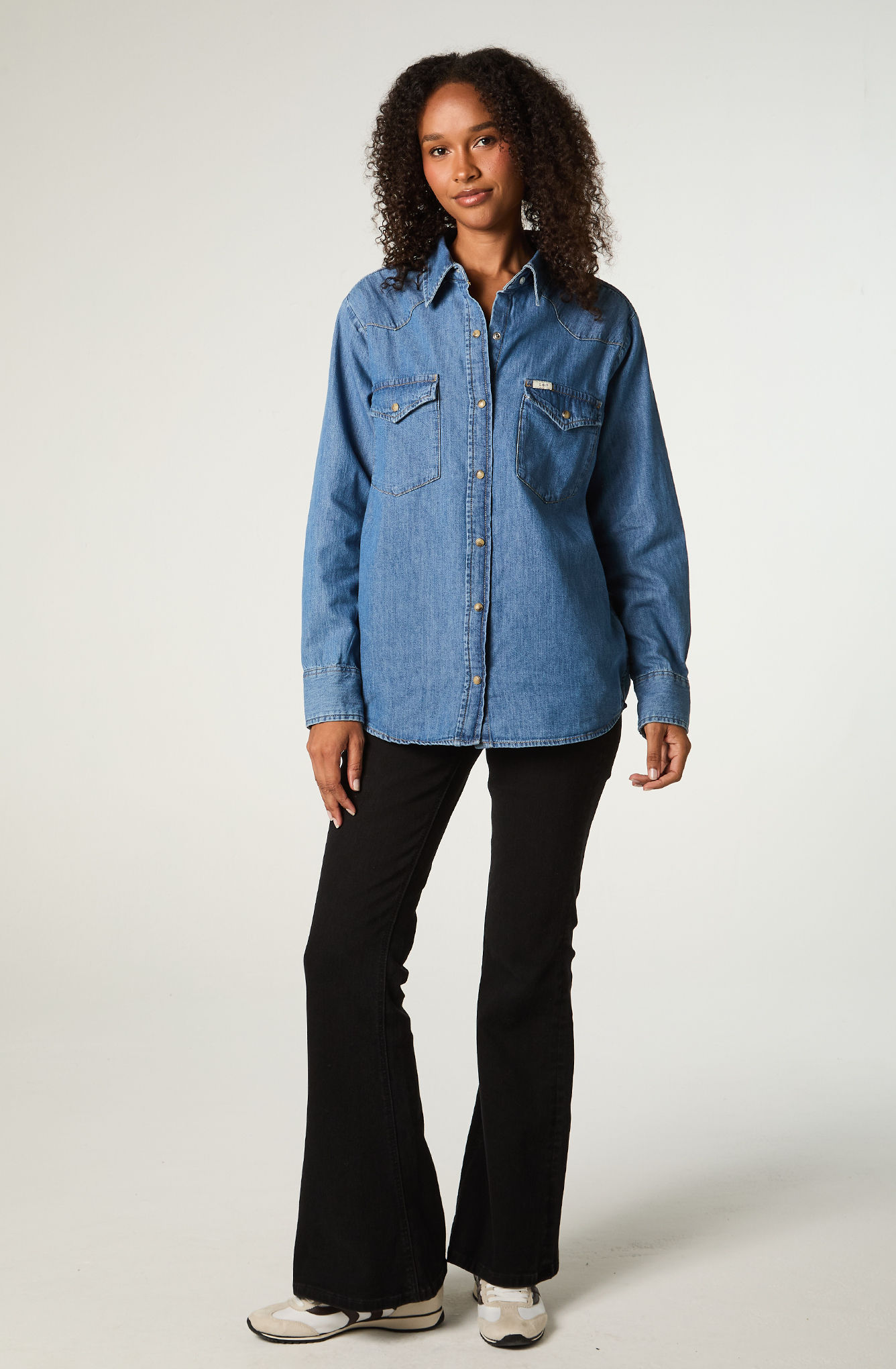 CAMISA  MUJER REGULAR AZUL MEDIO WESTERN - 2
