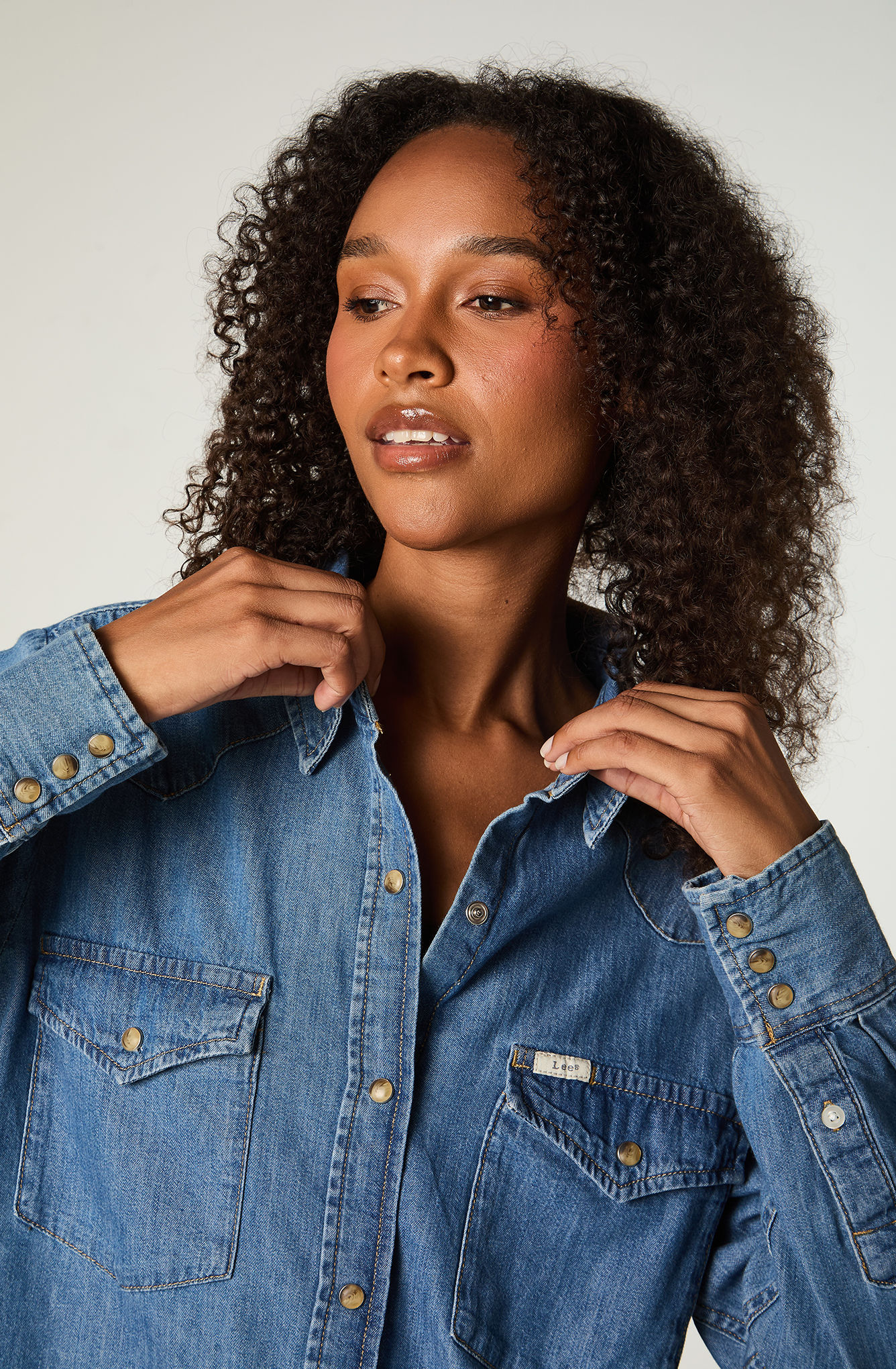 CAMISA  MUJER REGULAR AZUL MEDIO WESTERN - 3