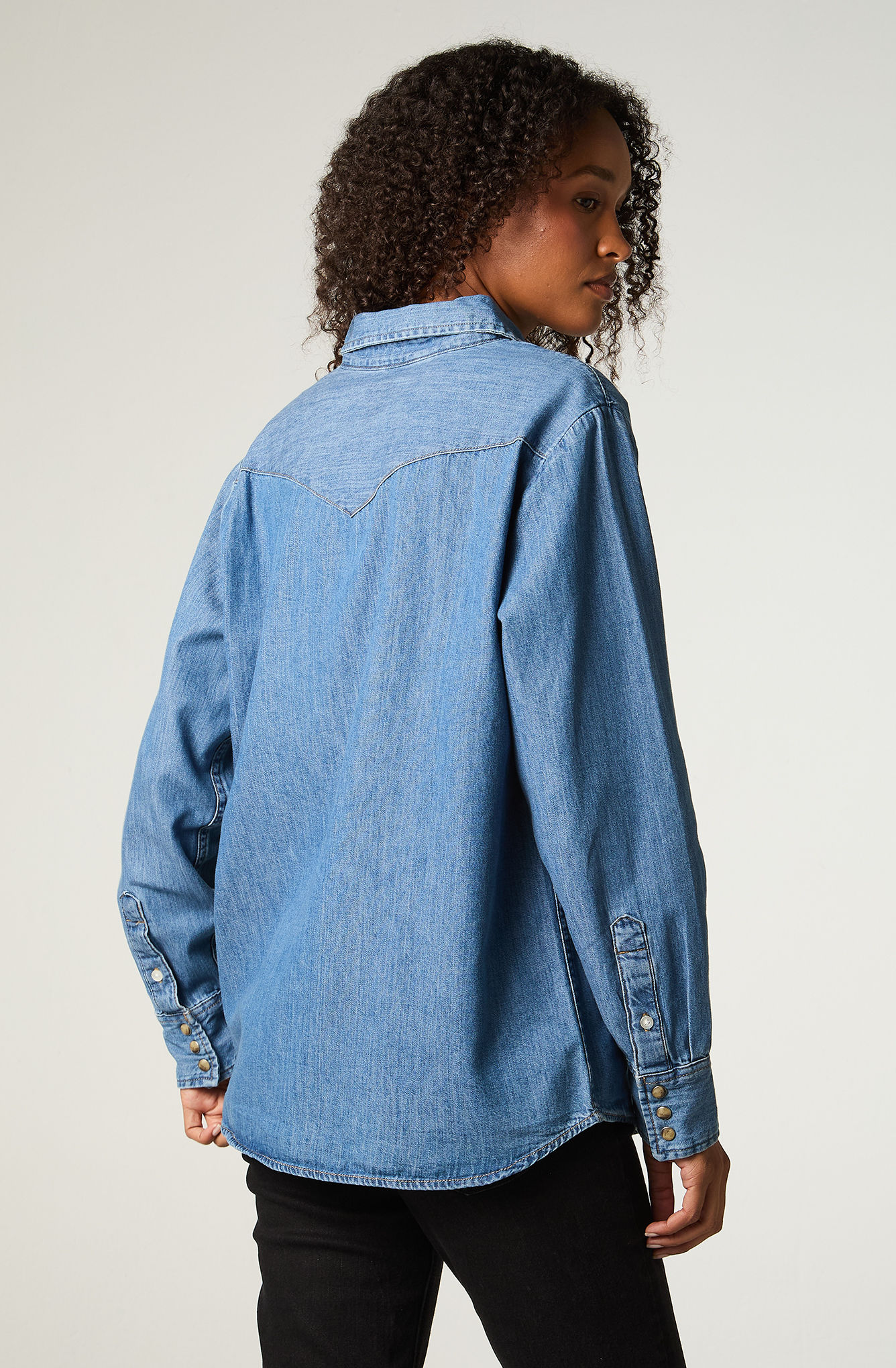 CAMISA  MUJER REGULAR AZUL MEDIO WESTERN - 5