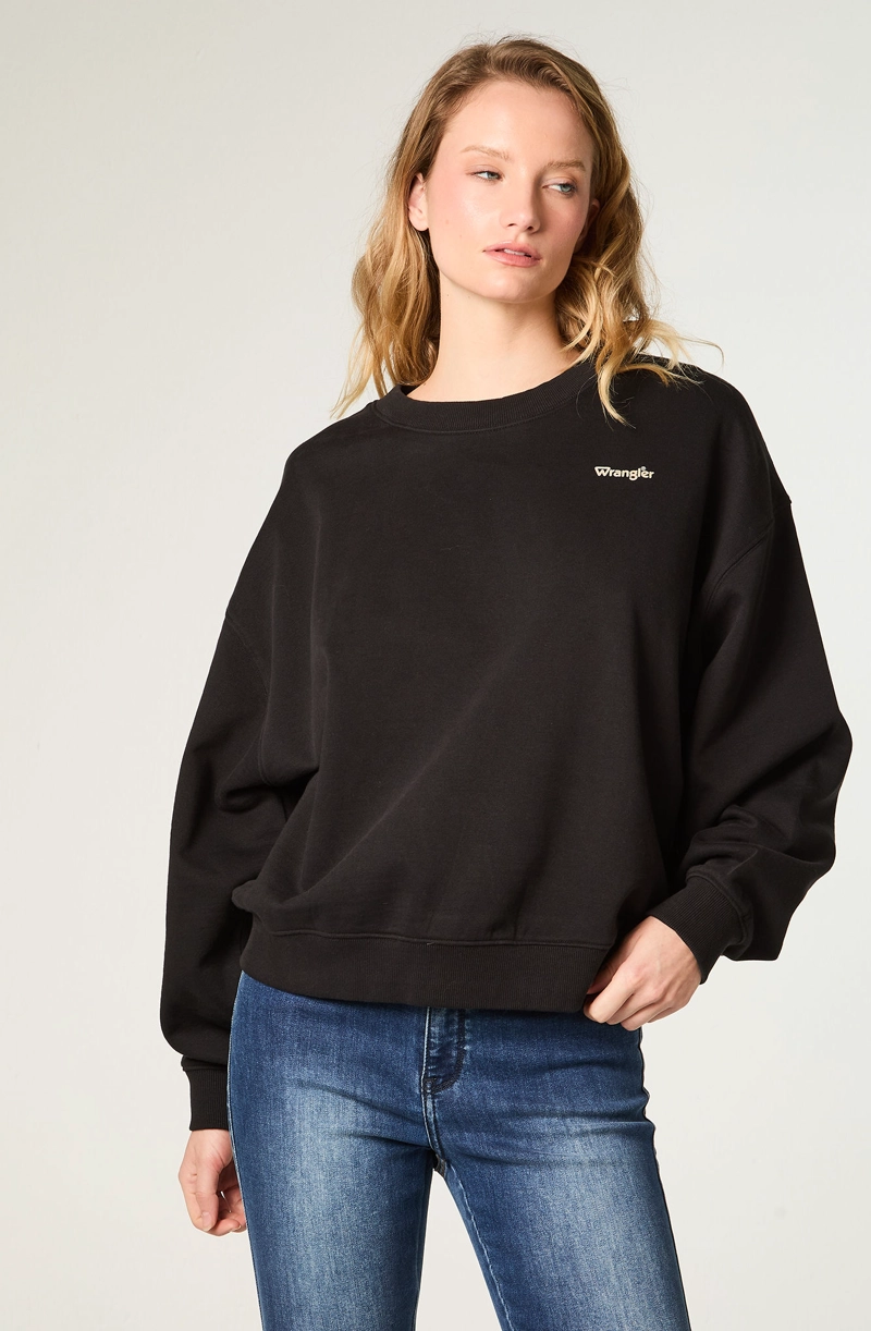 POLERON MUJER GRAPHIC REGULAR FIT NEGRO - 1