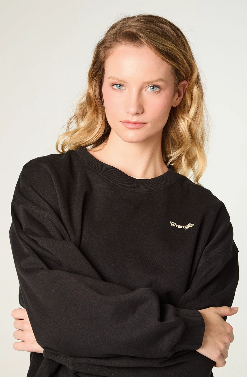 POLERON MUJER GRAPHIC REGULAR FIT NEGRO - 3