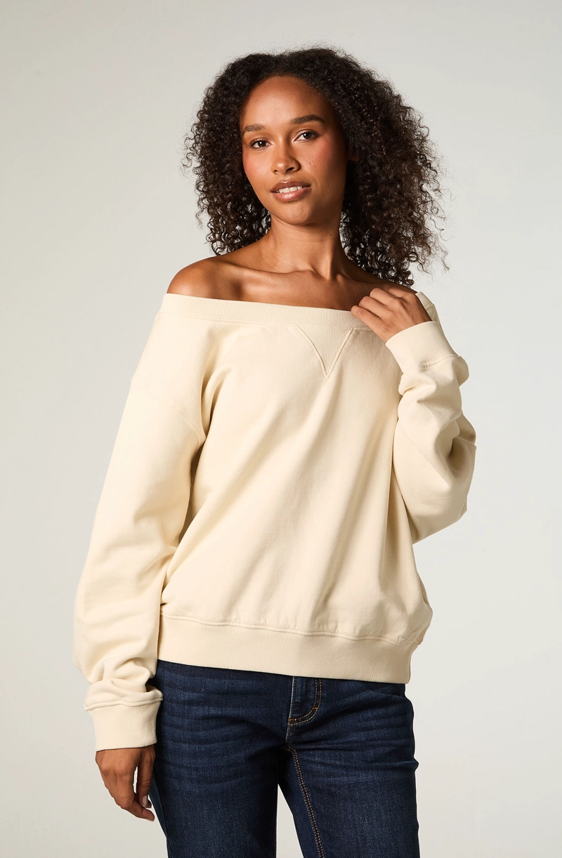 POLERON MUJER CROP ECRU SHOULDERS - 1