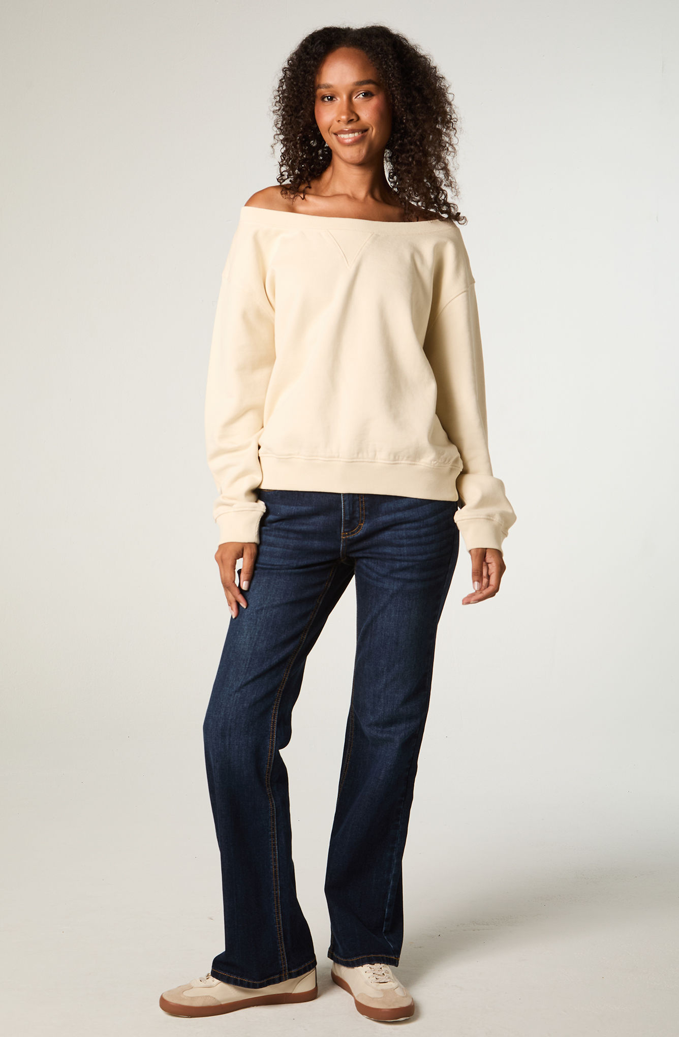 POLERON MUJER CROP ECRU SHOULDERS - 2