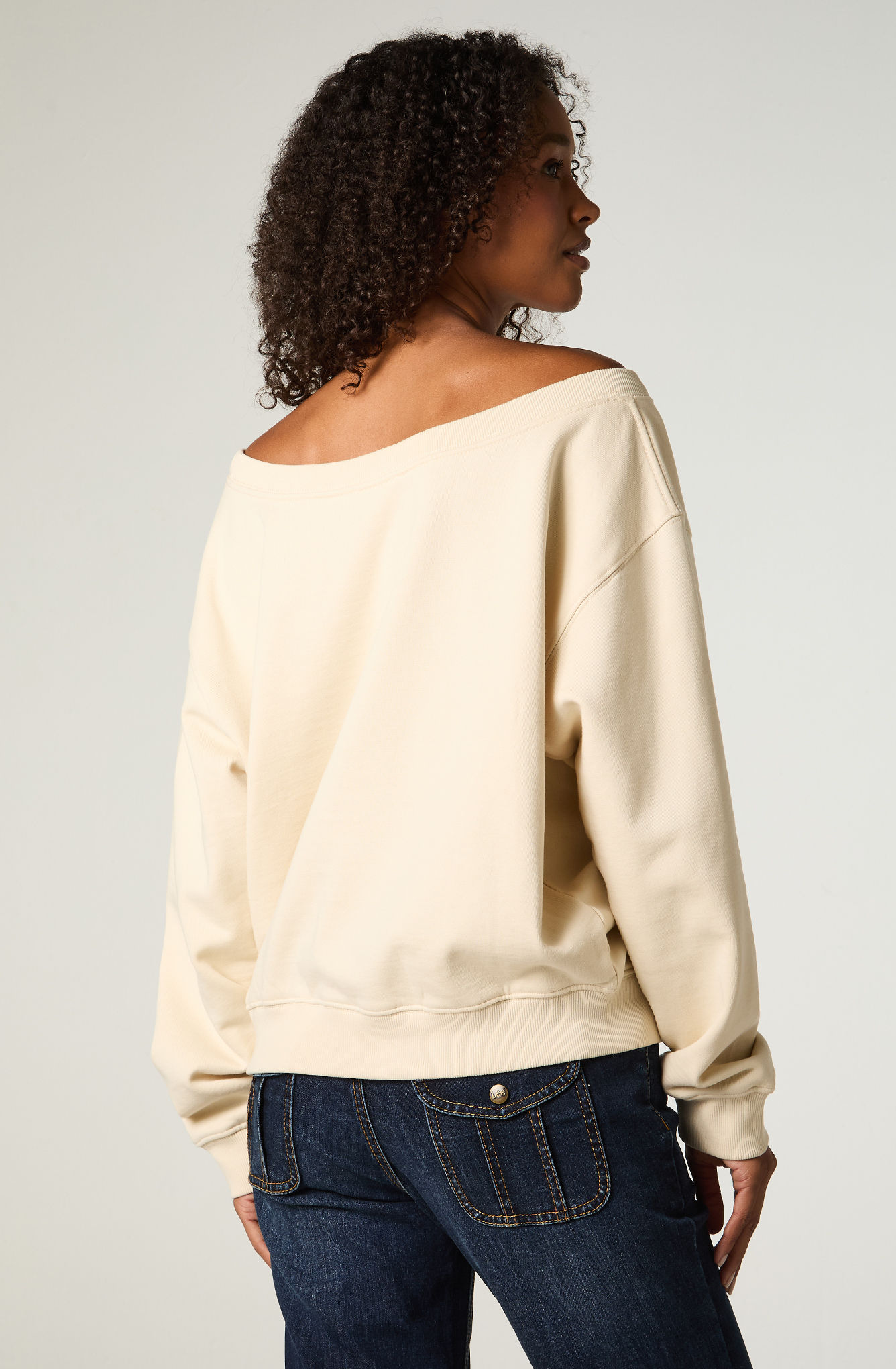 POLERON MUJER CROP ECRU SHOULDERS - 4