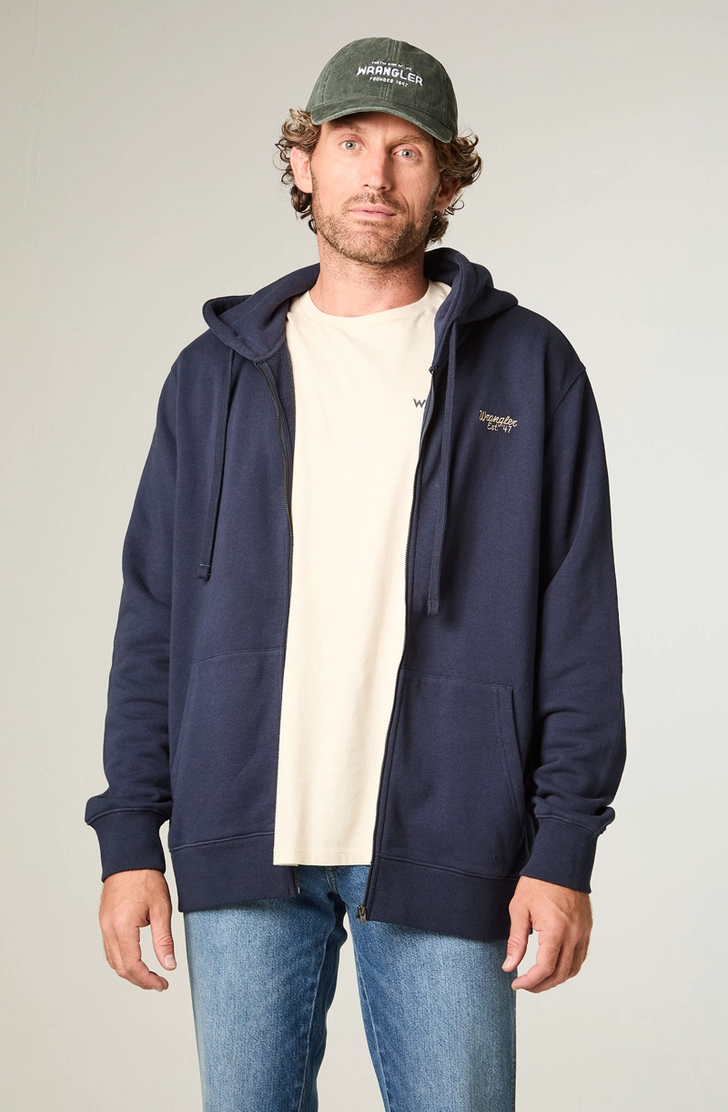 POLERON HOMBRE HOODIE FULL ZIPER REGULAR FIT AZUL - 1