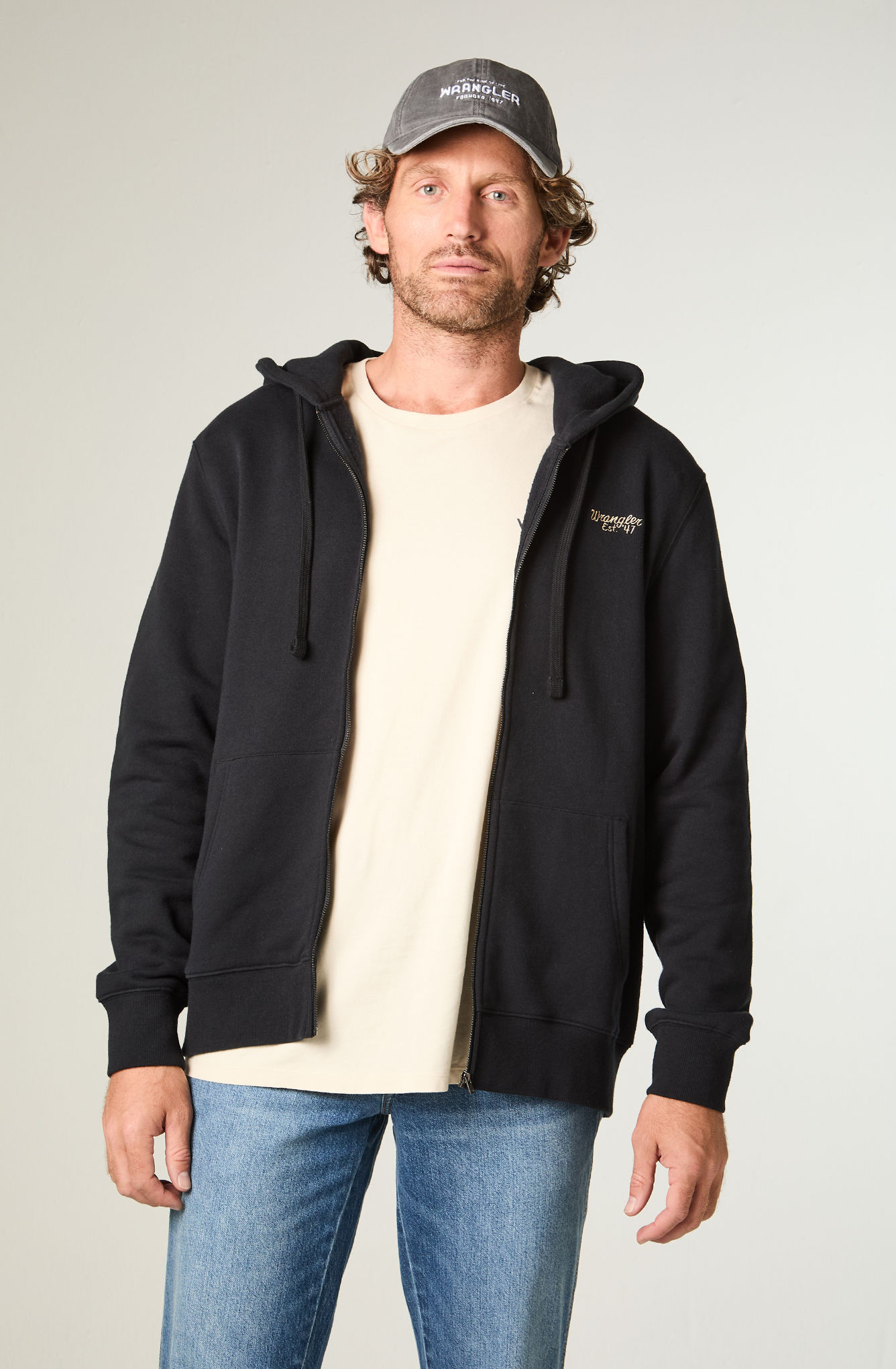 POLERON HOMBRE HOODIE FULL ZIPER REGULAR FIT NEGRO - 1